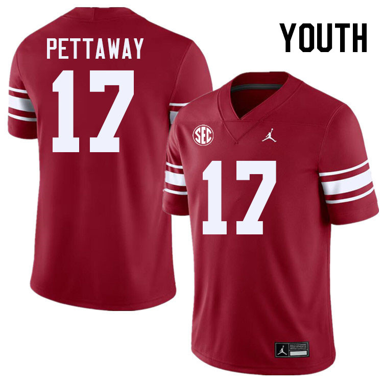 Youth #17 Jaquaize Pettaway Oklahoma Sooners 2024 SEC Conference College Football Jerseys-Throwback